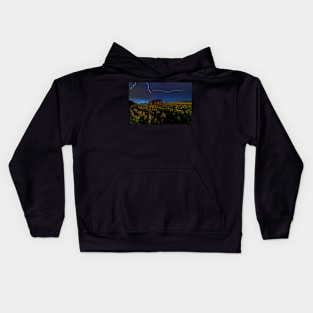 Lightning over the canola field Kids Hoodie